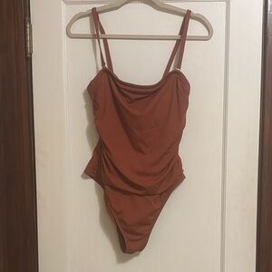 Shade & Shore Rust-Orange One-Piece Swim